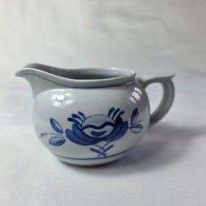 Arabia of Finland Blue Rose Creamer Gray/Blue with Blue Flowers 4 Ounce Size